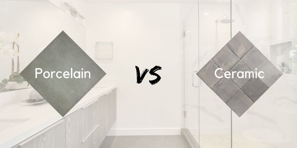 an illustration of a porcelain tile and ceramic tile with the words