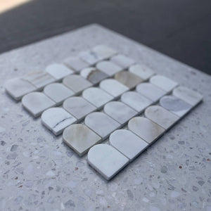 Alessio Calacatta Scallop Mosaic - Stone and Tile Projects
