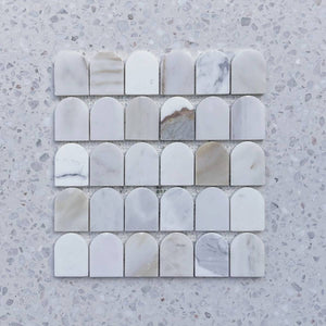 Alessio Calacatta Scallop Mosaic - Stone and Tile Projects