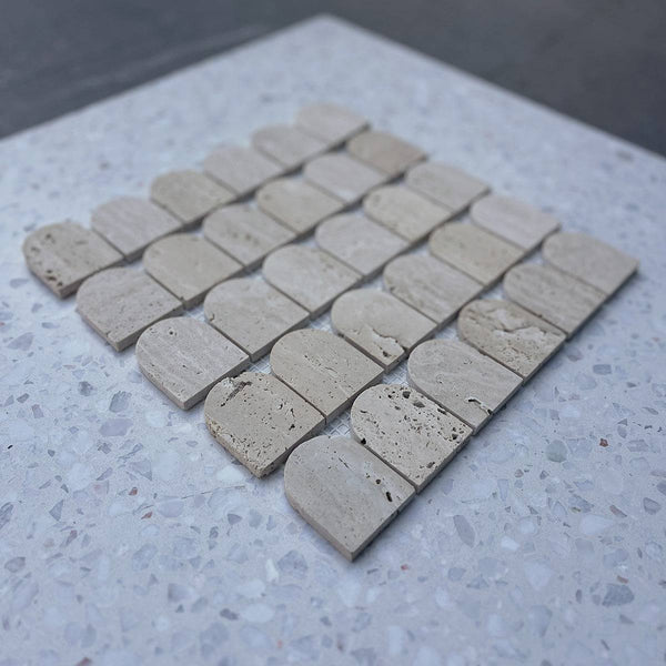 Alessio Chiaro Scallop Mosaic - Stone and Tile Projects