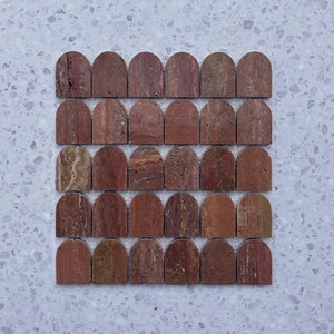 Alessio Rosso Scallop Mosaic - Stone and Tile Projects