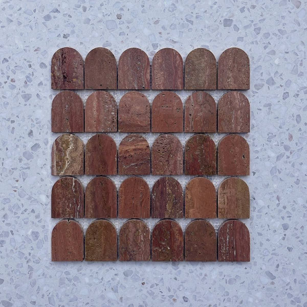 Alessio Rosso Scallop Mosaic - Stone and Tile Projects