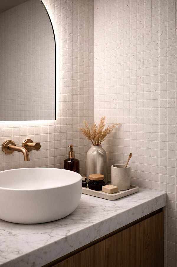 Cagliari Nude White Fusion Full Bodied Porcelain Mosaic