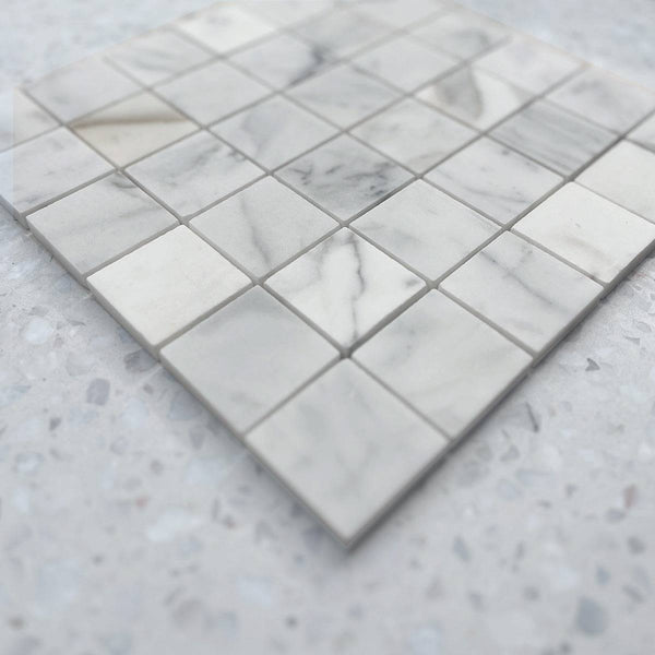 Calacatta Gold Stacked Marble Mosaic - Stone and Tile Projects