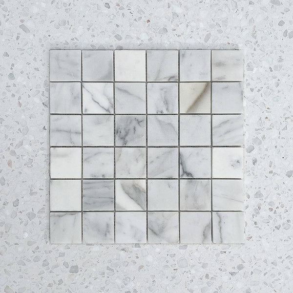 Calacatta Gold Stacked Marble Mosaic - Stone and Tile Projects