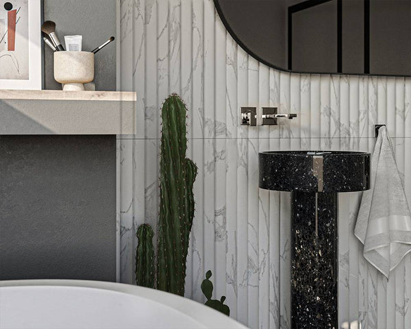 Calacatta Staturio Marble Convex Flute Plus - Stone and Tile Projects