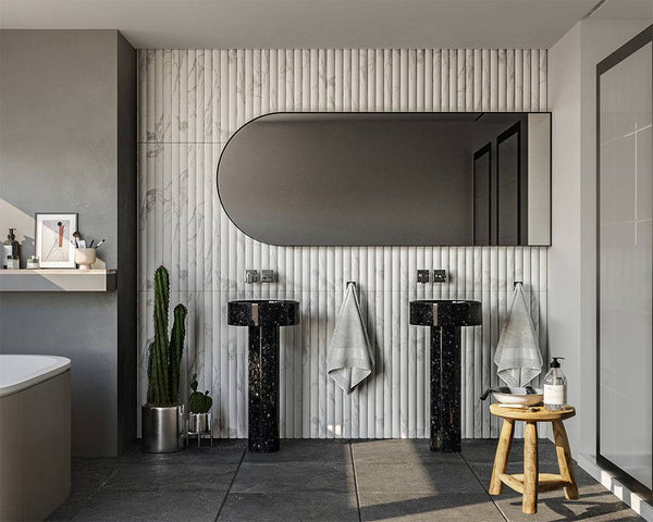 Calacatta Staturio Marble Convex Flute Plus - Stone and Tile Projects