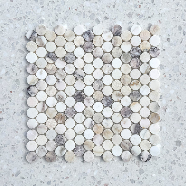 Calacatta Viola Penny Round Marble Mosaic