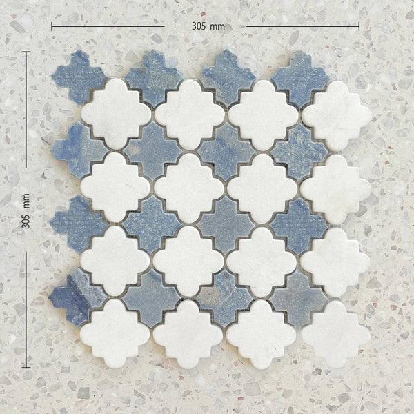 Carrara Azul Celeste Alhambra Marble Mosaic - Stone and Tile Projects