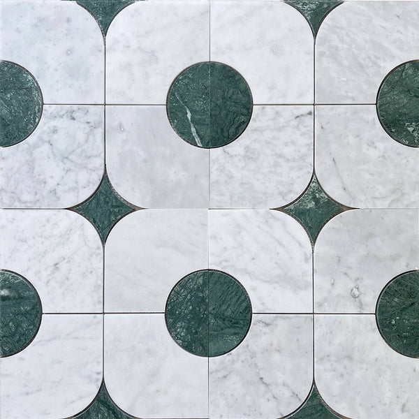Carrara Empero Green Stella Cupola mosaic - Stone and Tile Projects