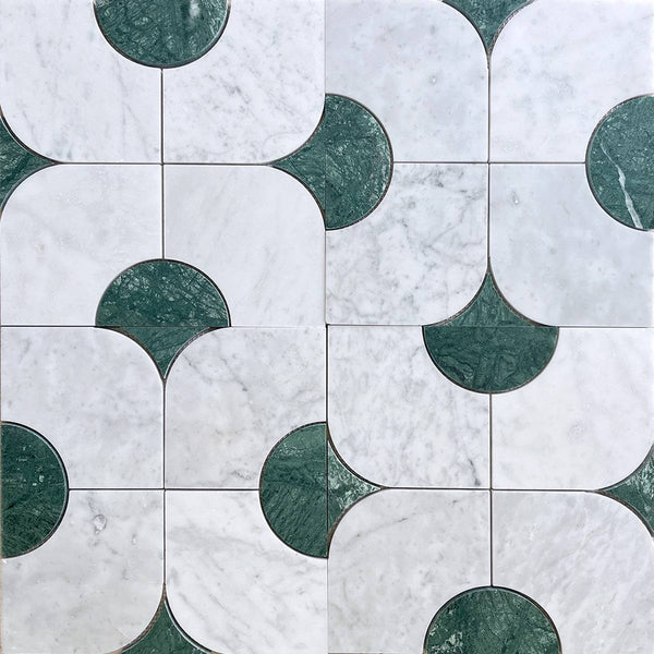 Carrara Empero Green Stella Cupola mosaic - Stone and Tile Projects