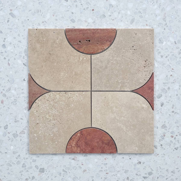 Chiaro Rosso Travertine Stella Cupola mosaic - Stone and Tile Projects