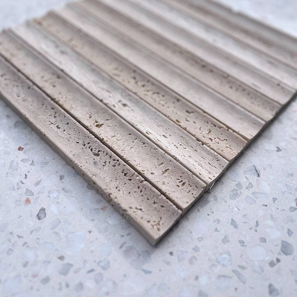 Chiaro Concave Travertine Mosaic - Stone and Tile Projects