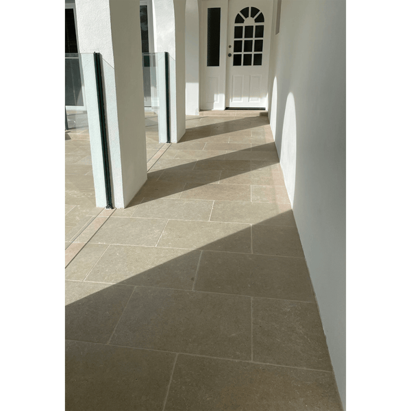 Crema Earth Tumbled and Acid-Washed Limestone - Stone and Tile Projects