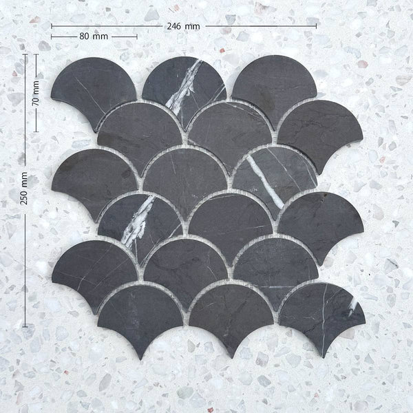 Fiorina Ash Fan shaped Marble Mosaic - Stone and Tile Projects