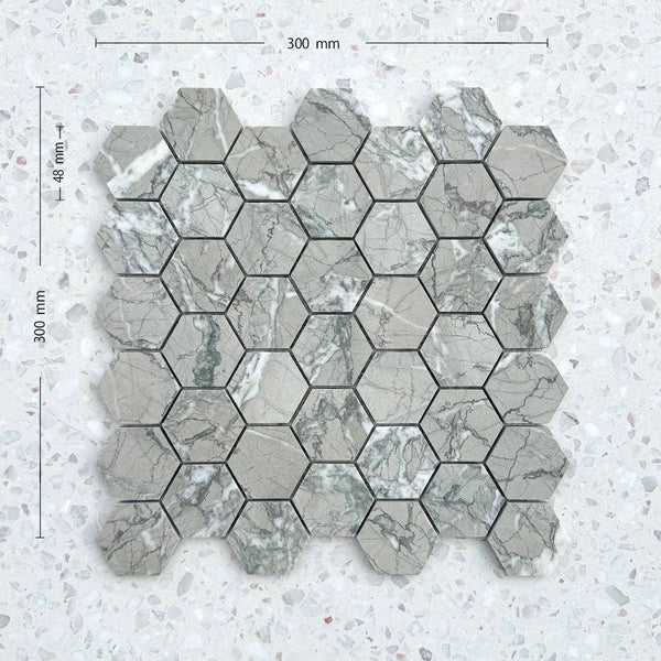 Grigio Bosco Hexagon Marble Mosaic - Stone and Tile Projects
