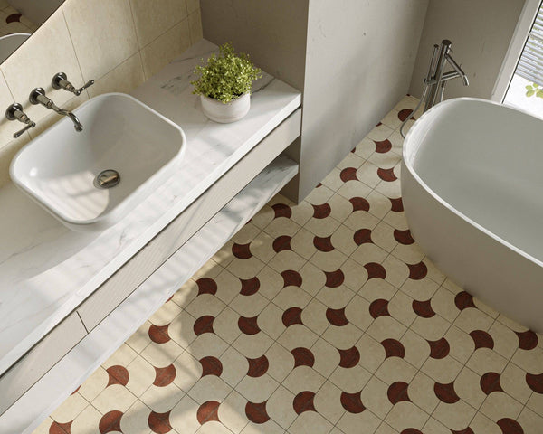 Chiaro Rosso Travertine Stella Cupola mosaic - Stone and Tile Projects