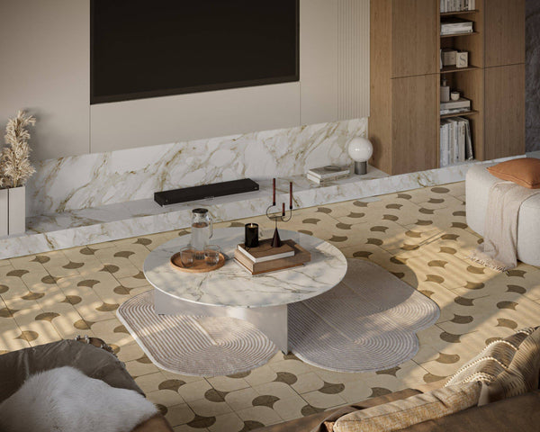 Chiaro Travertine Stella Cupola mosaic - Stone and Tile Projects