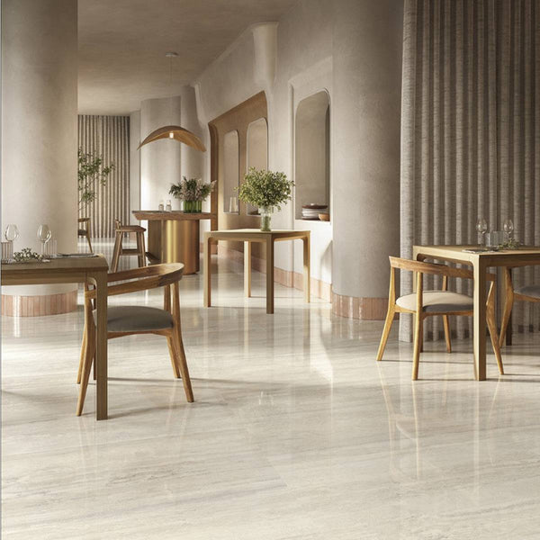 Calico Ivory Travertine Veincut Porcelain - Stone and Tile Projects