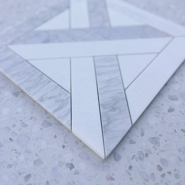 Jumbo Intarsio Carrara and Thassos Marble Mosaic - Stone and Tile Projects