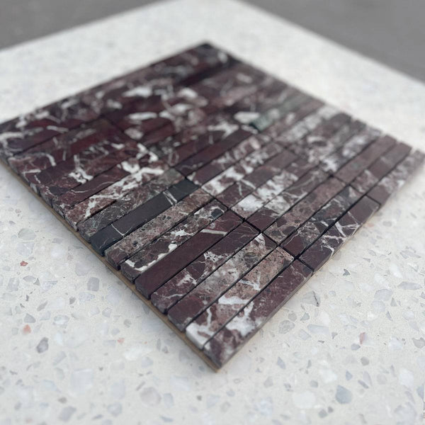 Kit Kat Rojo Viola Marble Finger Mosaic - Stone and Tile Projects