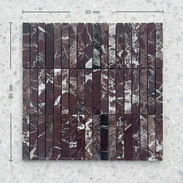 Kit Kat Rojo Viola Marble Finger Mosaic - Stone and Tile Projects