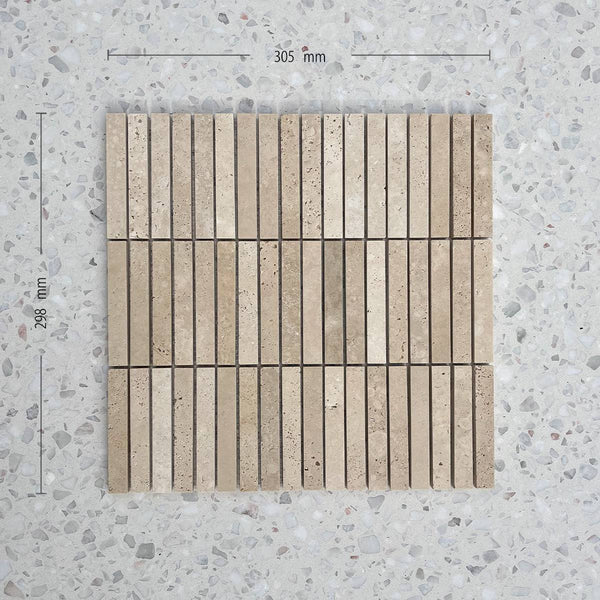 Kit Kat Travertine Finger Mosaic 98x15 - Stone and Tile Projects