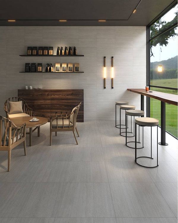 La Spezia Grey Travertine Veincut Porcelain - Stone and Tile Projects