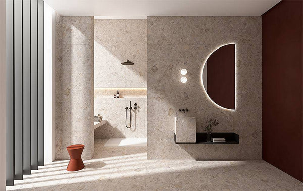Navarre Almond Terrazzo Porcelain - Stone and Tile Projects