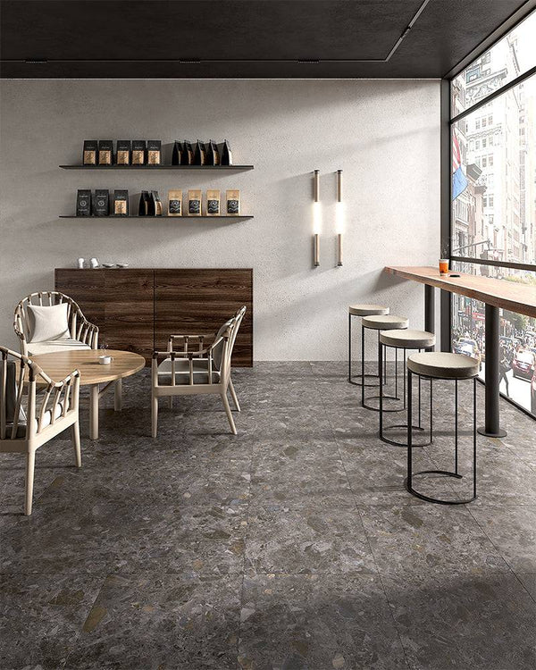 Navarre Charcoal Terrazzo Porcelain - Stone and Tile Projects