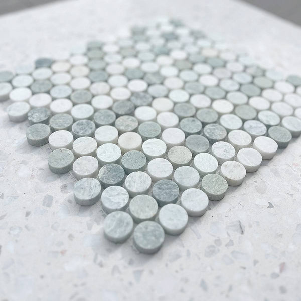 Paradiso Green Penny Round Mosaic Dia 23 - Stone and Tile Projects