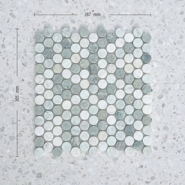 Paradiso Green Penny Round Mosaic Dia 23 - Stone and Tile Projects
