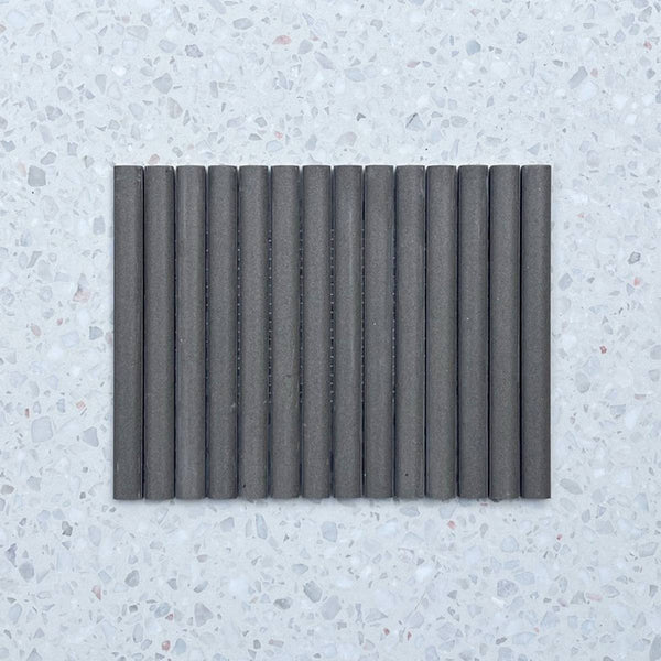 Protaras Charcoal Convex Flute Unglazed Porcelain Mosaic - Stone and Tile Projects