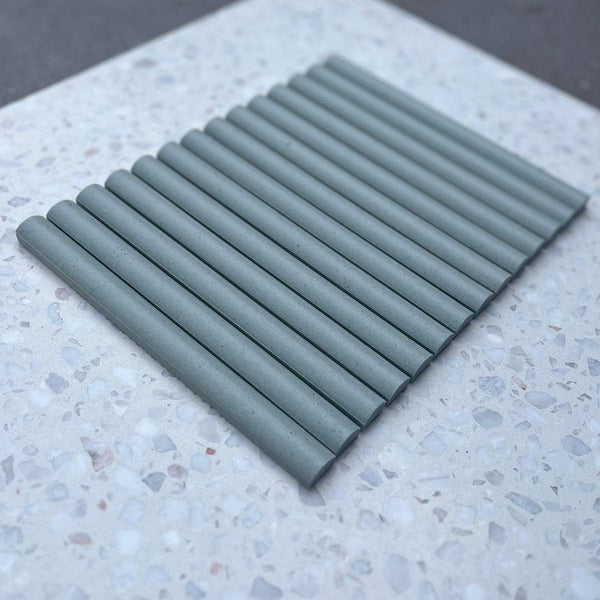 Protaras Green Convex Flute Unglazed Porcelain Mosaic - Stone and Tile Projects
