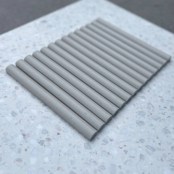 Protaras Light Grey Convex Flute Unglazed Porcelain Mosaic - Stone and Tile Projects