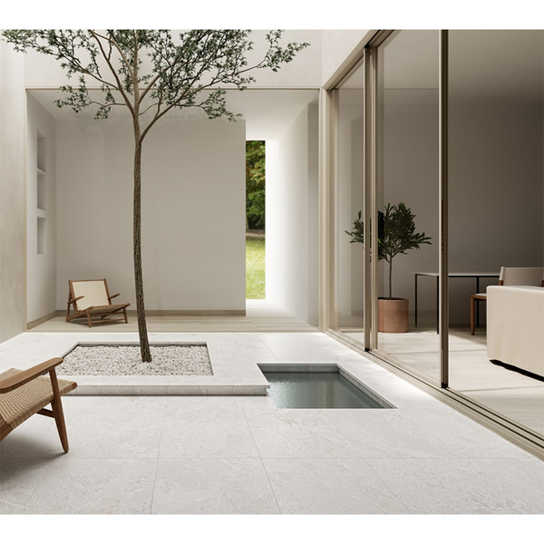 Rhyven White Limestone Porcelain - Stone and Tile Projects