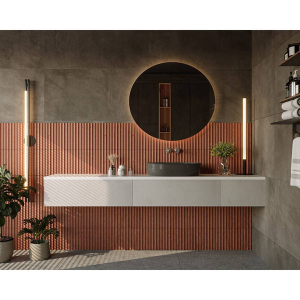 Rosso Concave Travertine Mosaic - Stone and Tile Projects