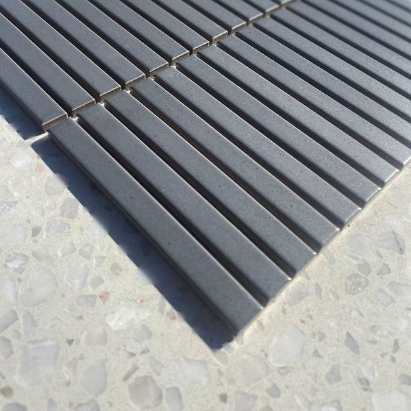 Sakura Dark Grey Slim Kitkat Mosaic - Stone and Tile Projects