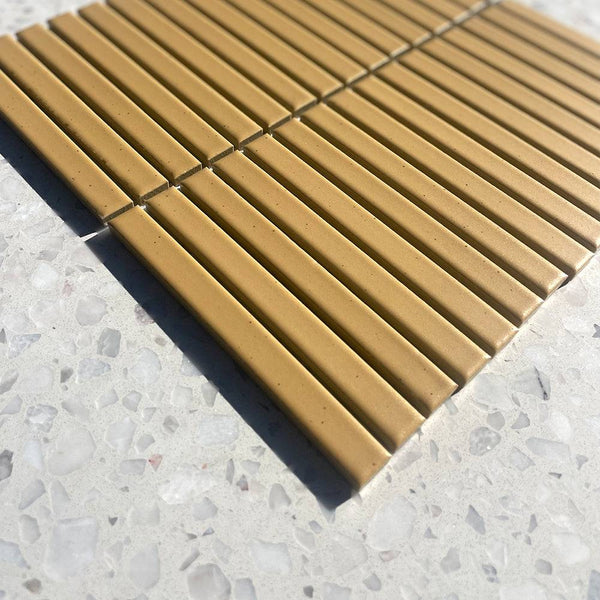 Sakura Giallo Slim Kitkat Mosaic - Stone and Tile Projects