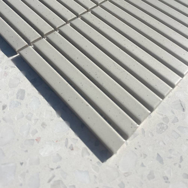 Sakura Mid Grey Slim Kitkat Mosaic - Stone and Tile Projects