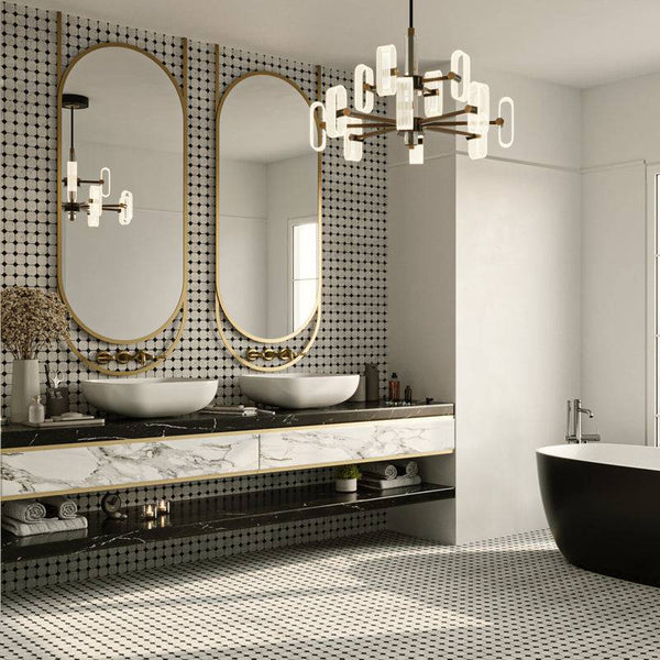 Tessellated Carrara Nero Octagon Marble Mosaic - Stone and Tile Projects