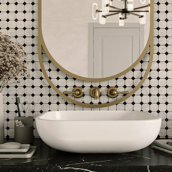 Tessellated Carrara Nero Octagon Marble Mosaic - Stone and Tile Projects