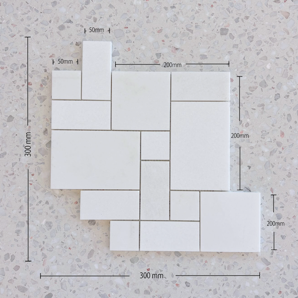 Thassos French Pattern Mosaic Tile
