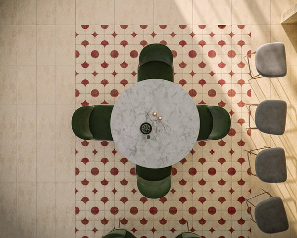 Chiaro Rosso Travertine Stella Cupola mosaic - Stone and Tile Projects