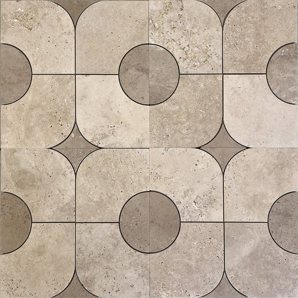 Chiaro Travertine Stella Cupola mosaic - Stone and Tile Projects