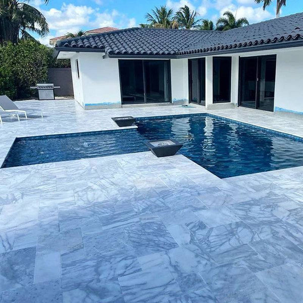 Athena Blanco SandBlasted Marble - Stone and Tile Projects