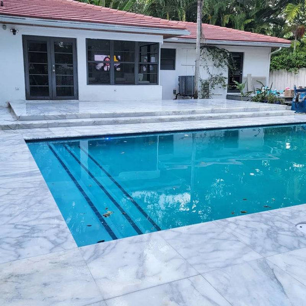 Athena Blanco SandBlasted Marble - Stone and Tile Projects