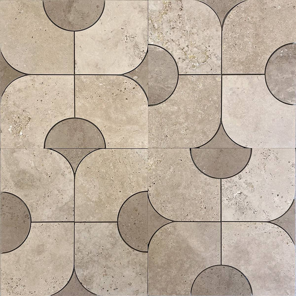 Chiaro Travertine Stella Cupola mosaic - Stone and Tile Projects