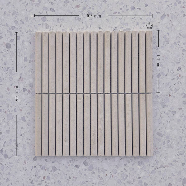 Crema Sand Mini Flute Convex Mosaic - Stone and Tile Projects