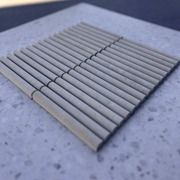 Crema Sand Mini Flute Convex Mosaic - Stone and Tile Projects